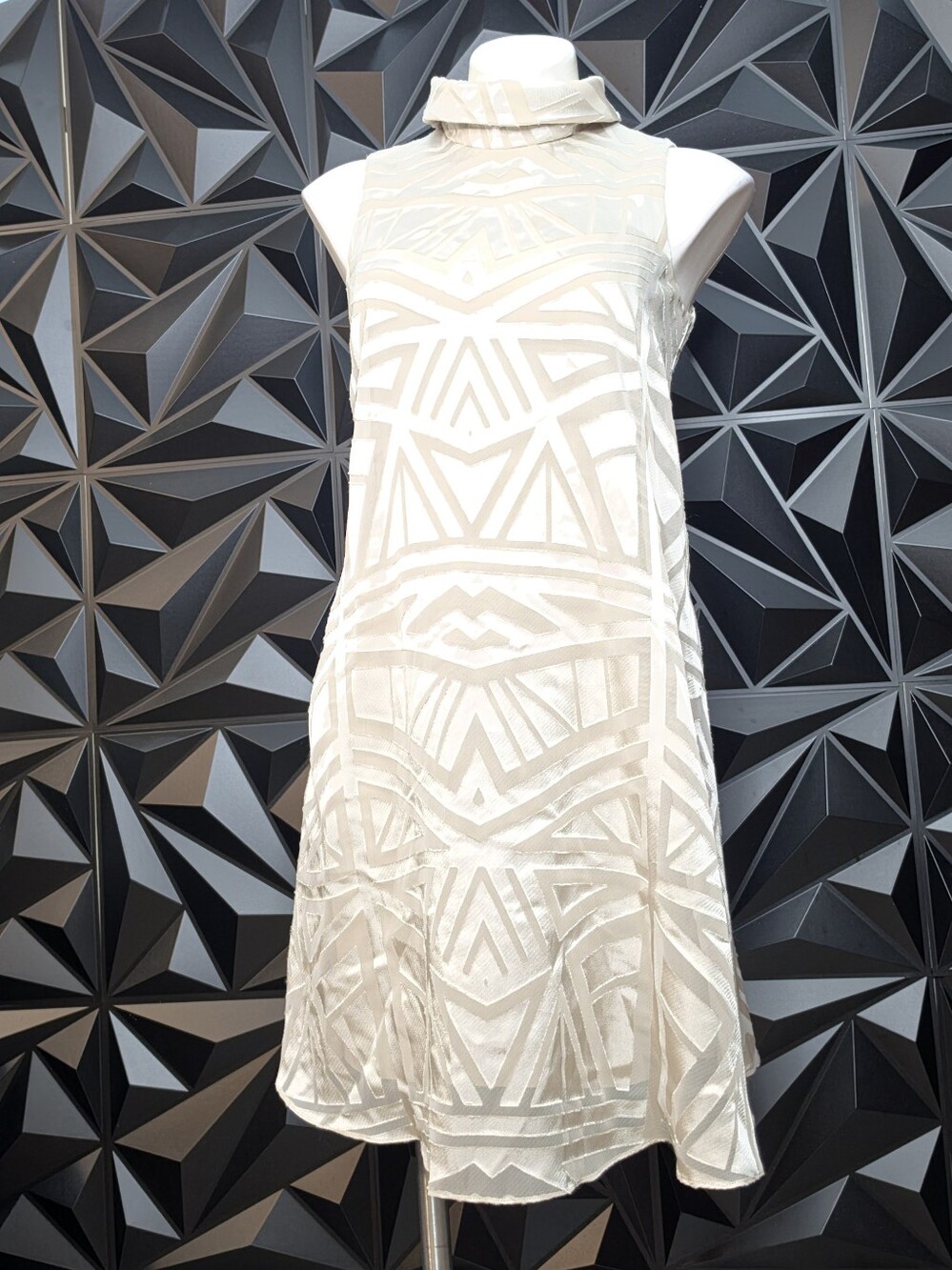 Elegant Ivory Geometric A-Line Dress